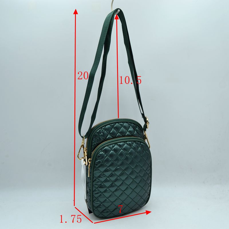Quilted Puffer Crossbody Bag Multi-Zip Shoulder Bag with Adjustable Strap