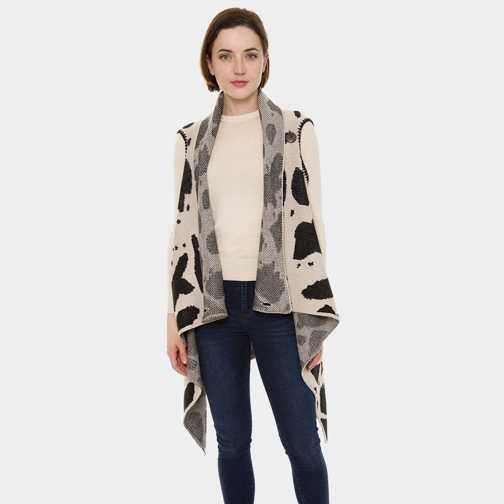Patterned Super Soft Flounce Shawl Vest