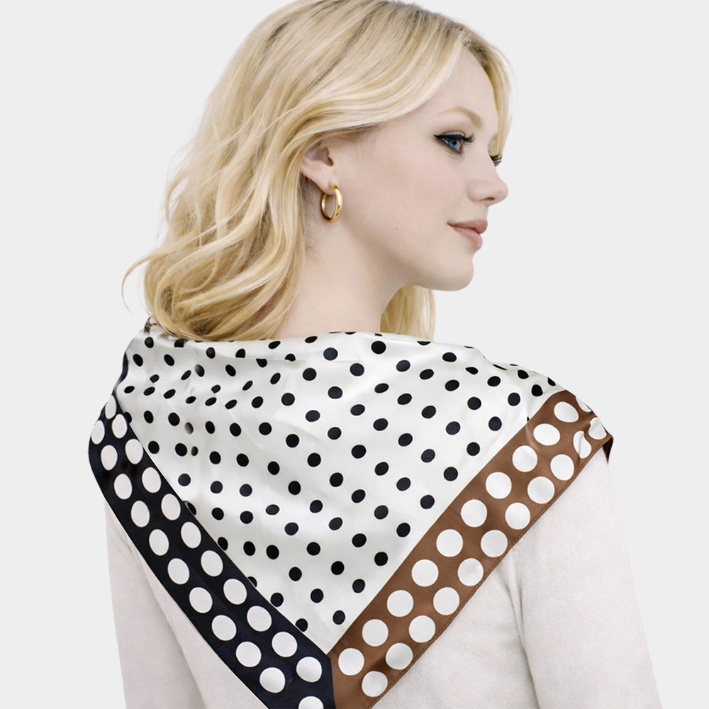 Classic Polka Dot Pattern Print Square Bandana Scarf