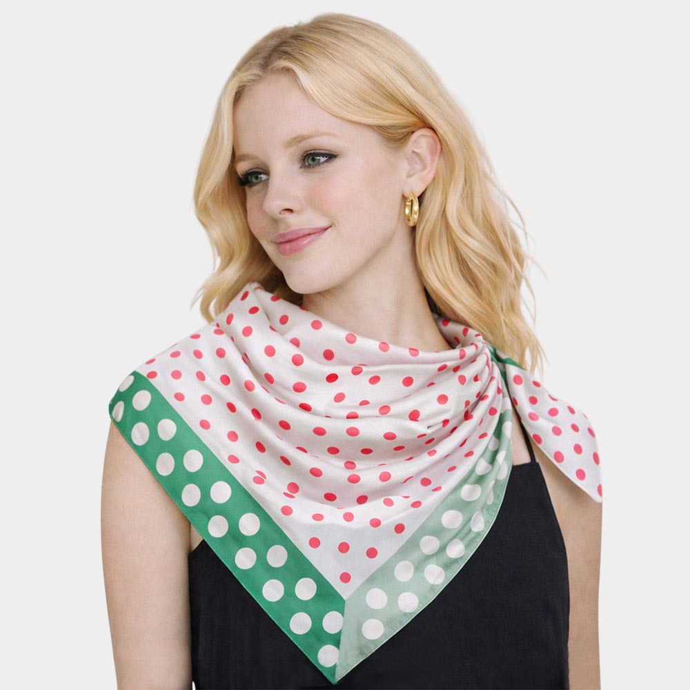 Classic Polka Dot Pattern Print Square Bandana Scarf