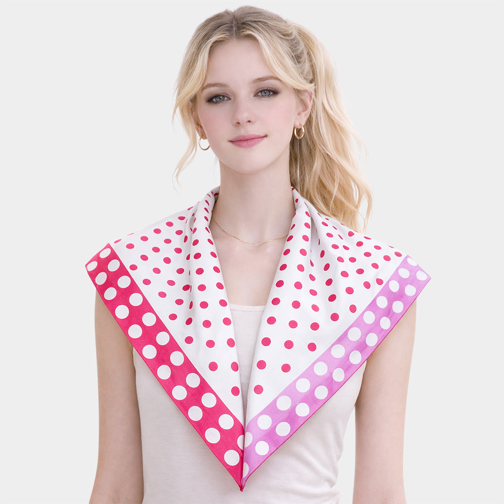 Classic Polka Dot Pattern Print Square Bandana Scarf