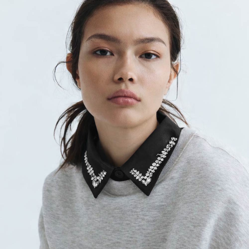 Rhinestone Collar Detachable Shirt Insert