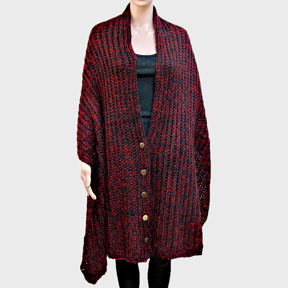 Button up Cardigan Effect Knit Yarn Shawl Scarf