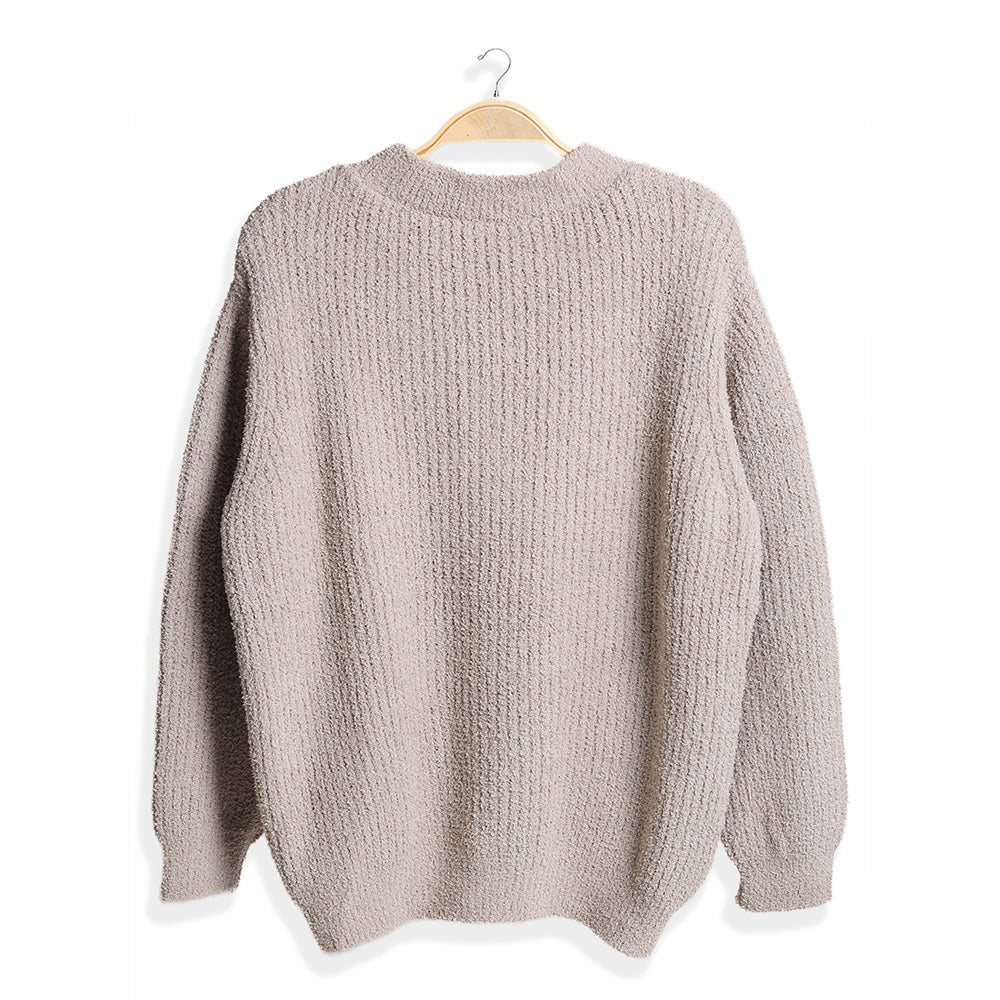 Solid Color Ribbed Sweater