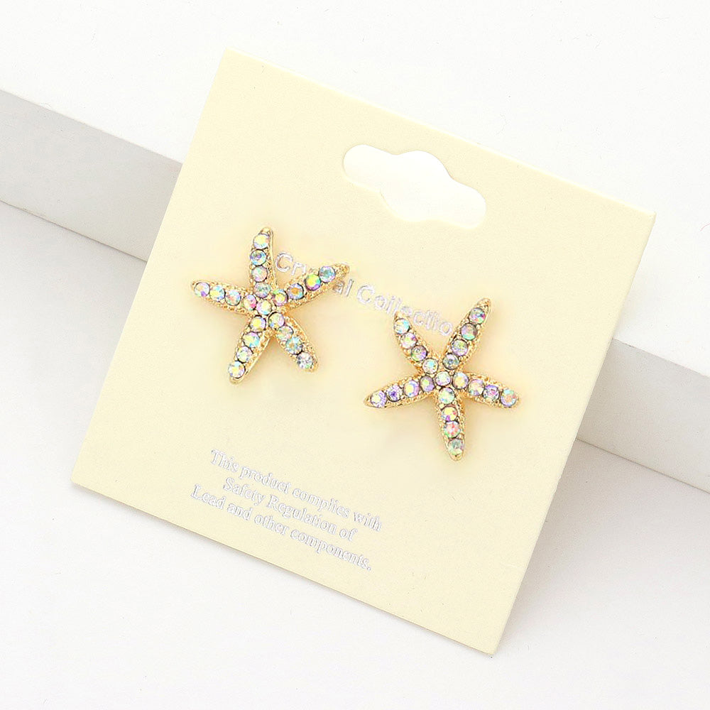 Women's Crystal Starfish Stud Earrings