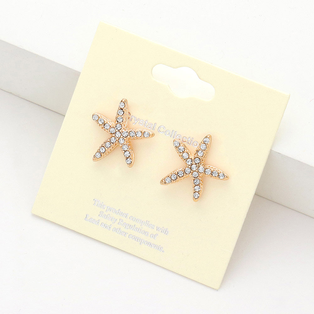 Women's Crystal Starfish Stud Earrings