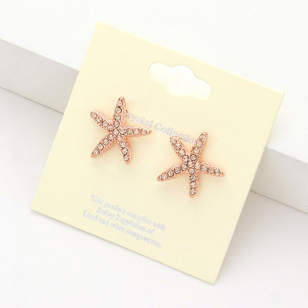 Women's Crystal Starfish Stud Earrings
