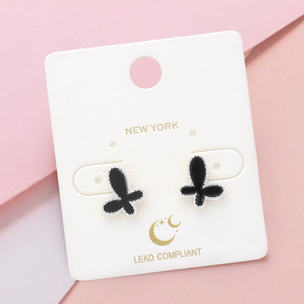 Enamel Butterfly Stud Earrings