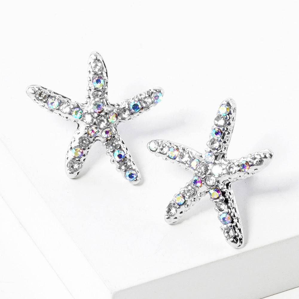 Women's Crystal Starfish Stud Earrings