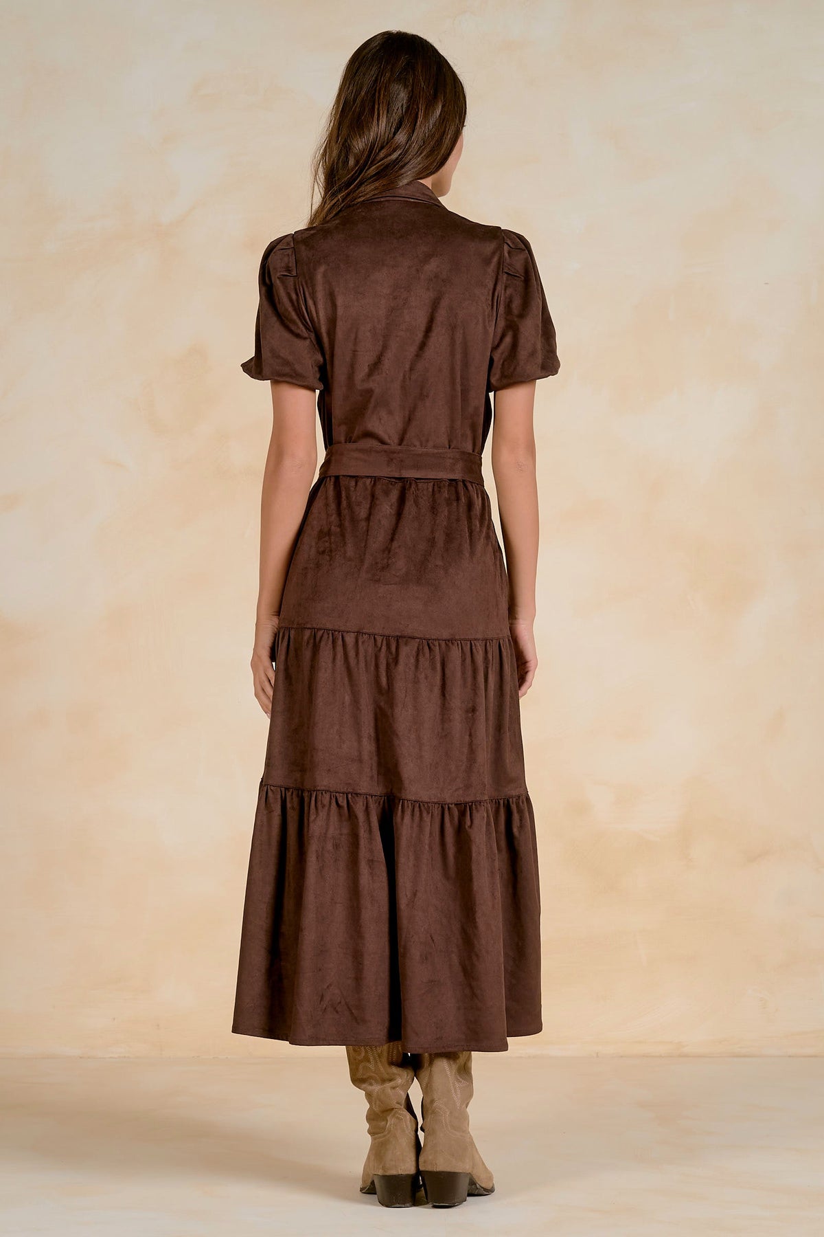 Janet Suede Midi Dress Chocolate