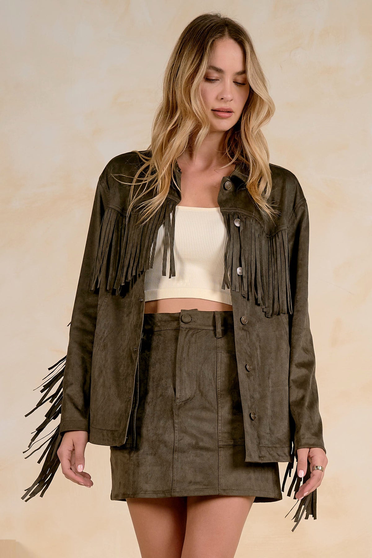 Fringe Jacket Olive