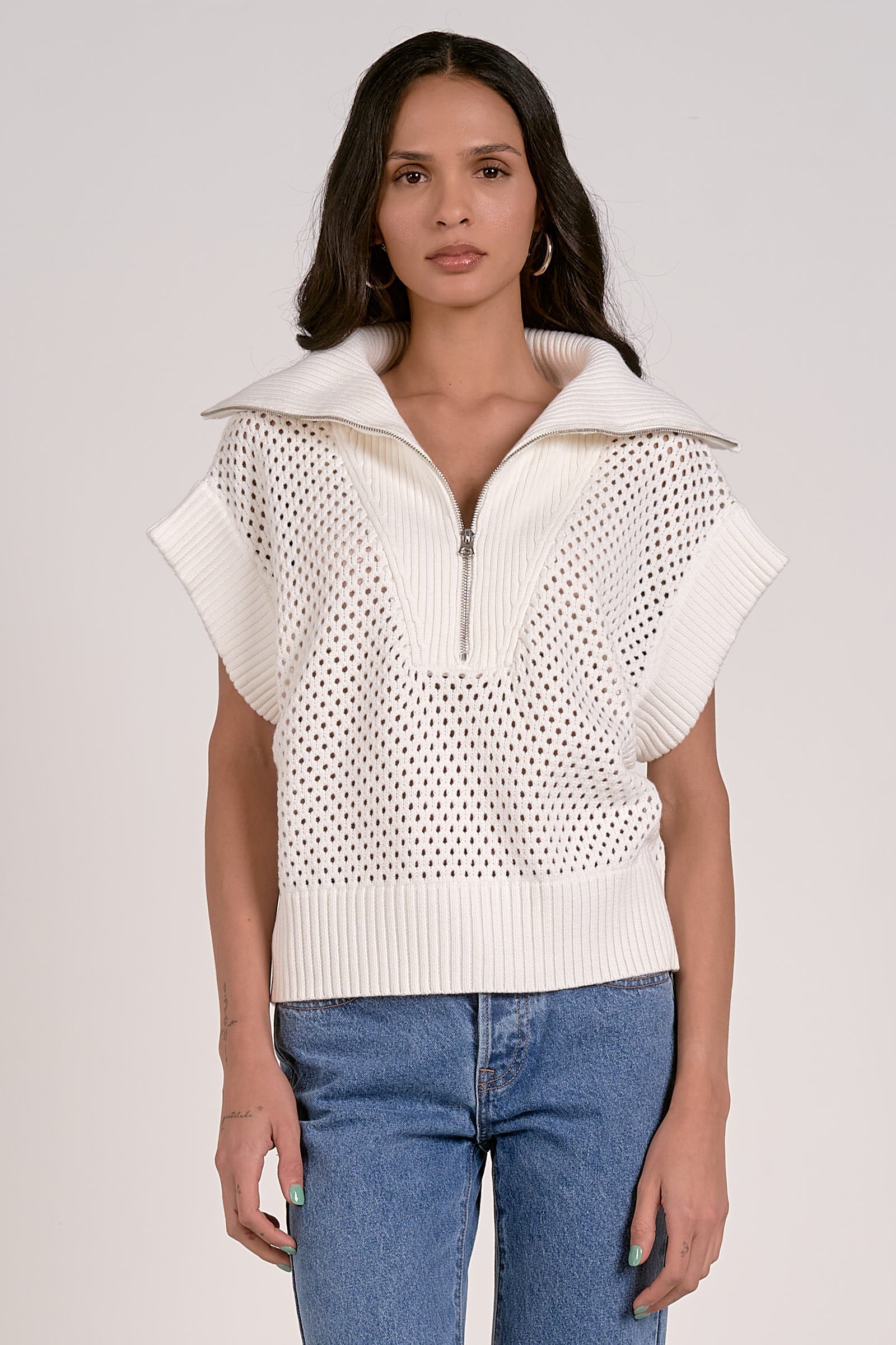 Allie Zip Up White