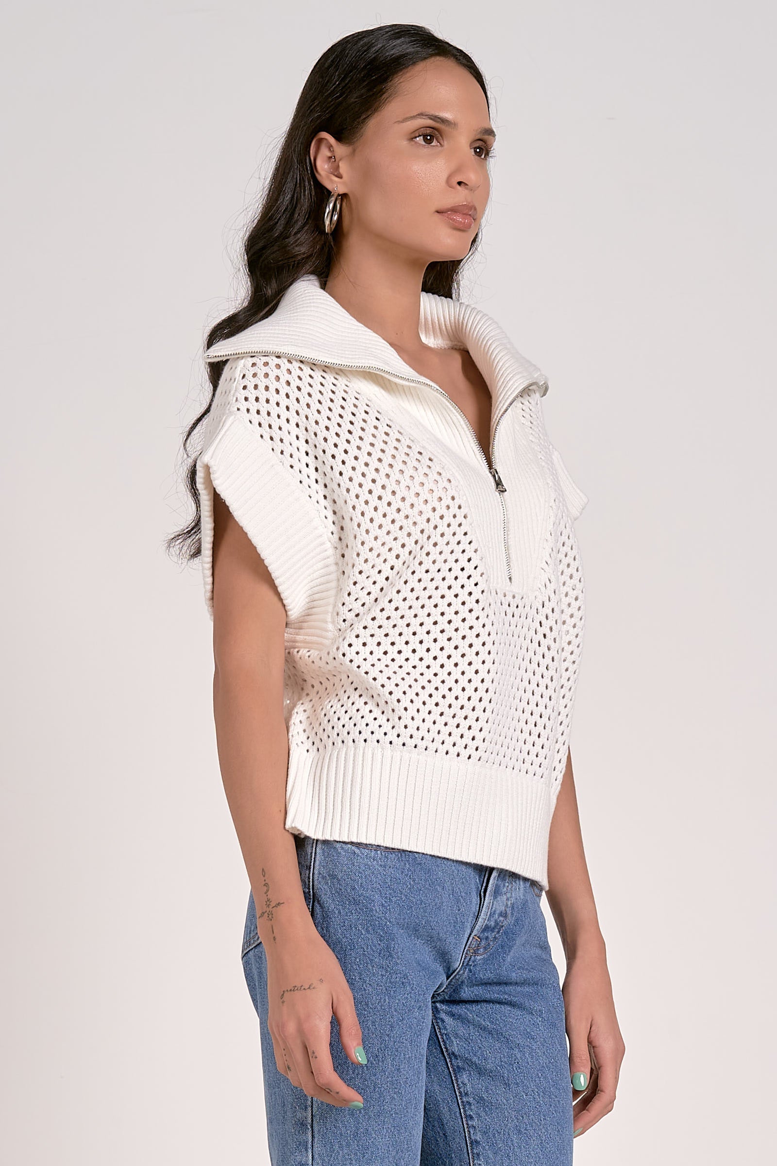 Allie Zip Up White