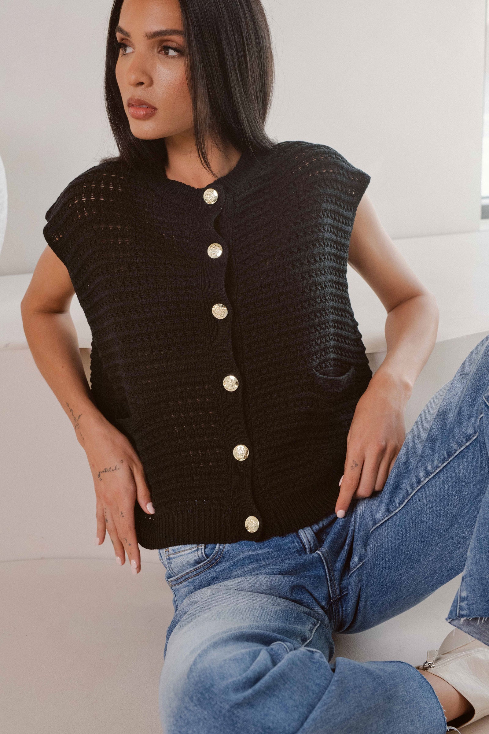 Ayla Sweater Vest Black