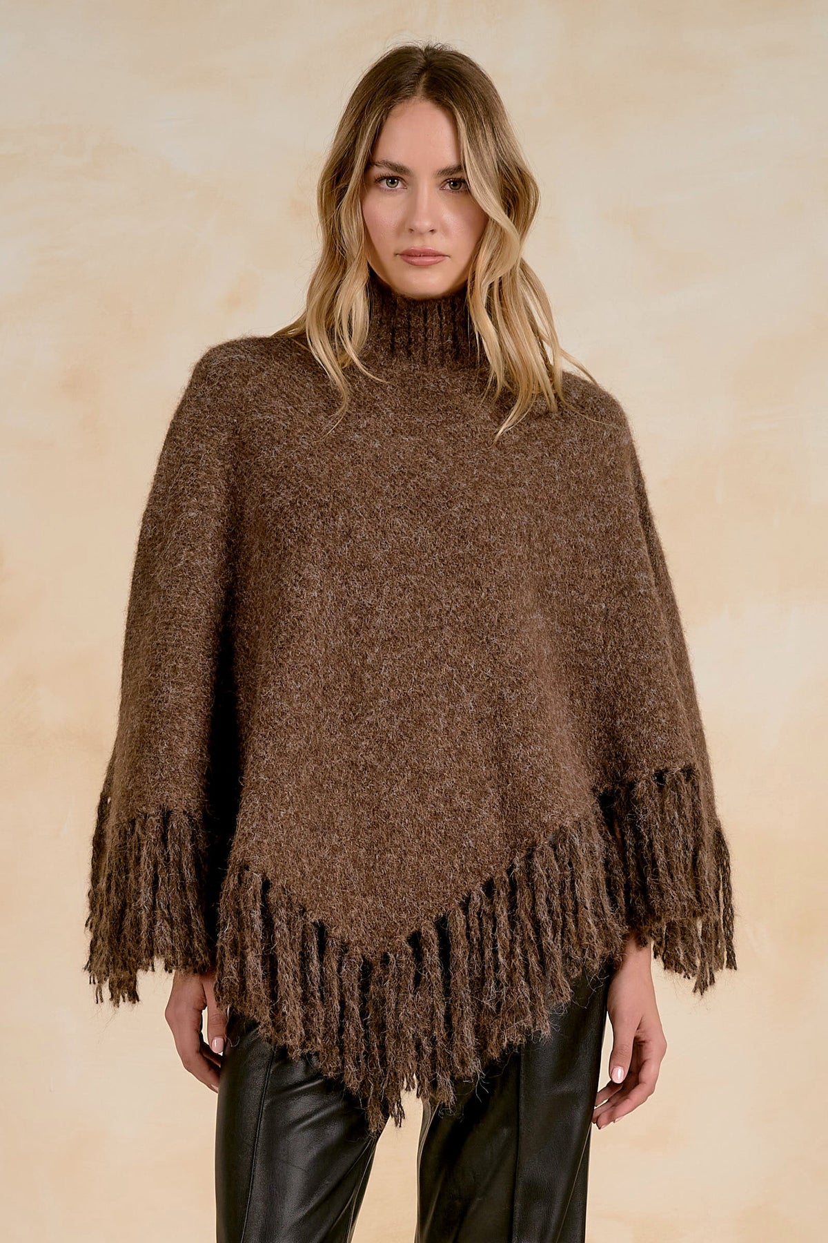 Fringe Poncho Brown