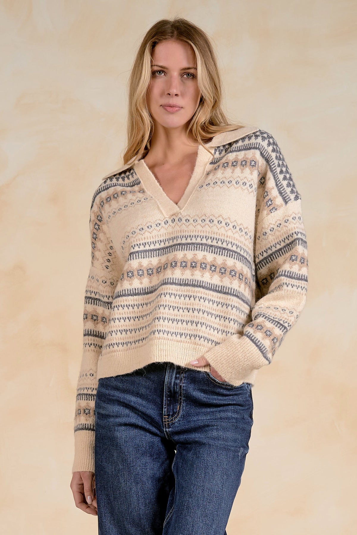 Aztec Sweater Off White