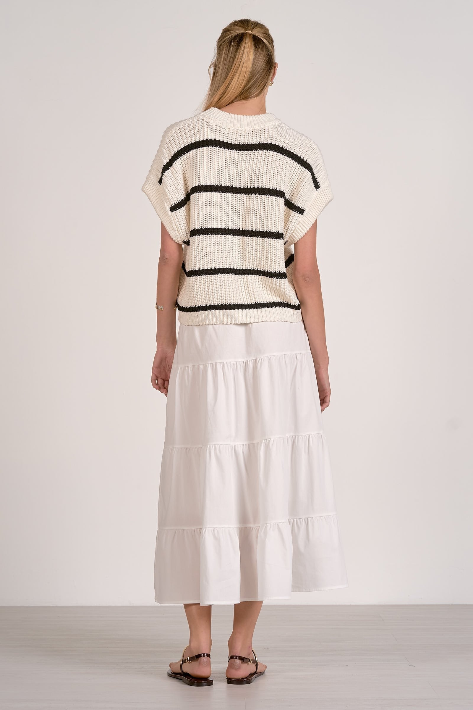 Opal Sweater Dress White White Black Stripe