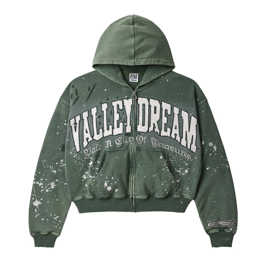 Vale Forever Paint Zip Up Hoodie (Green)