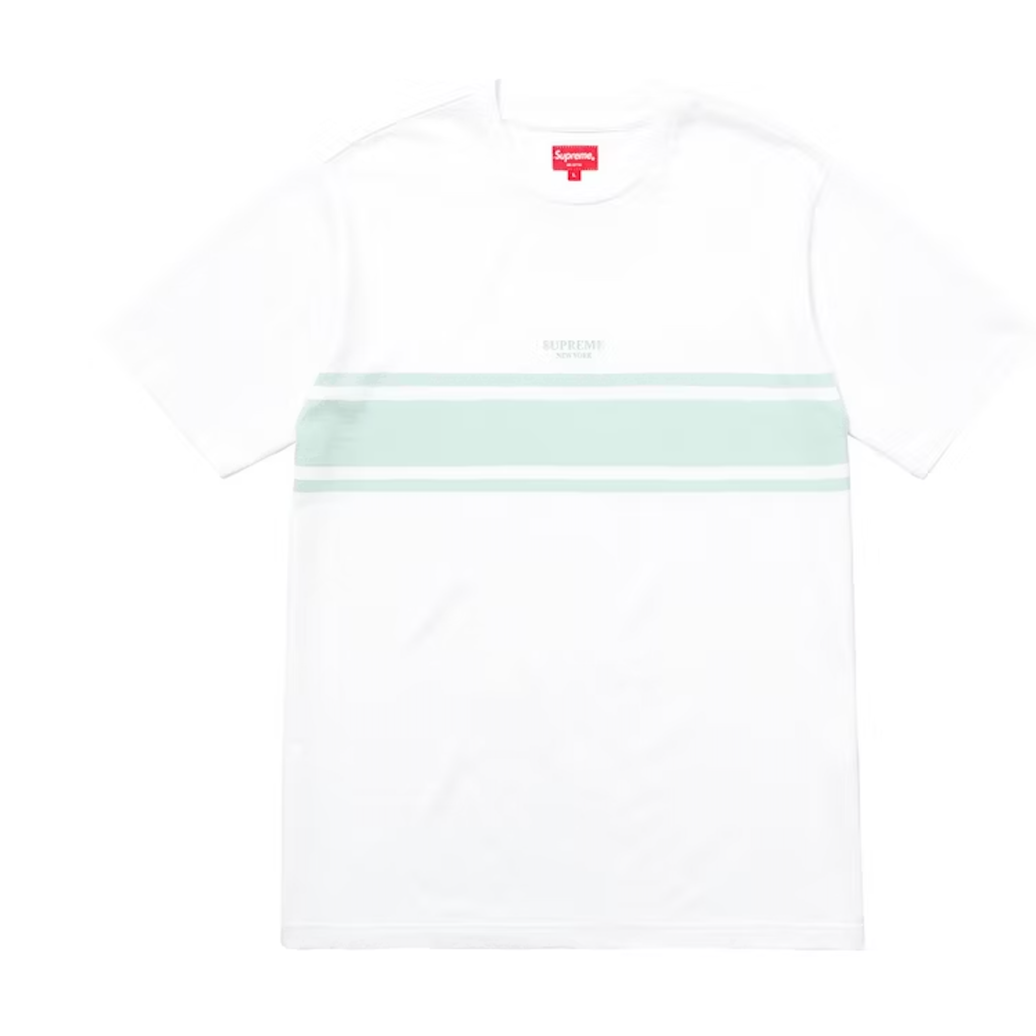 Supreme Stripe Tee White/Teal (2018)