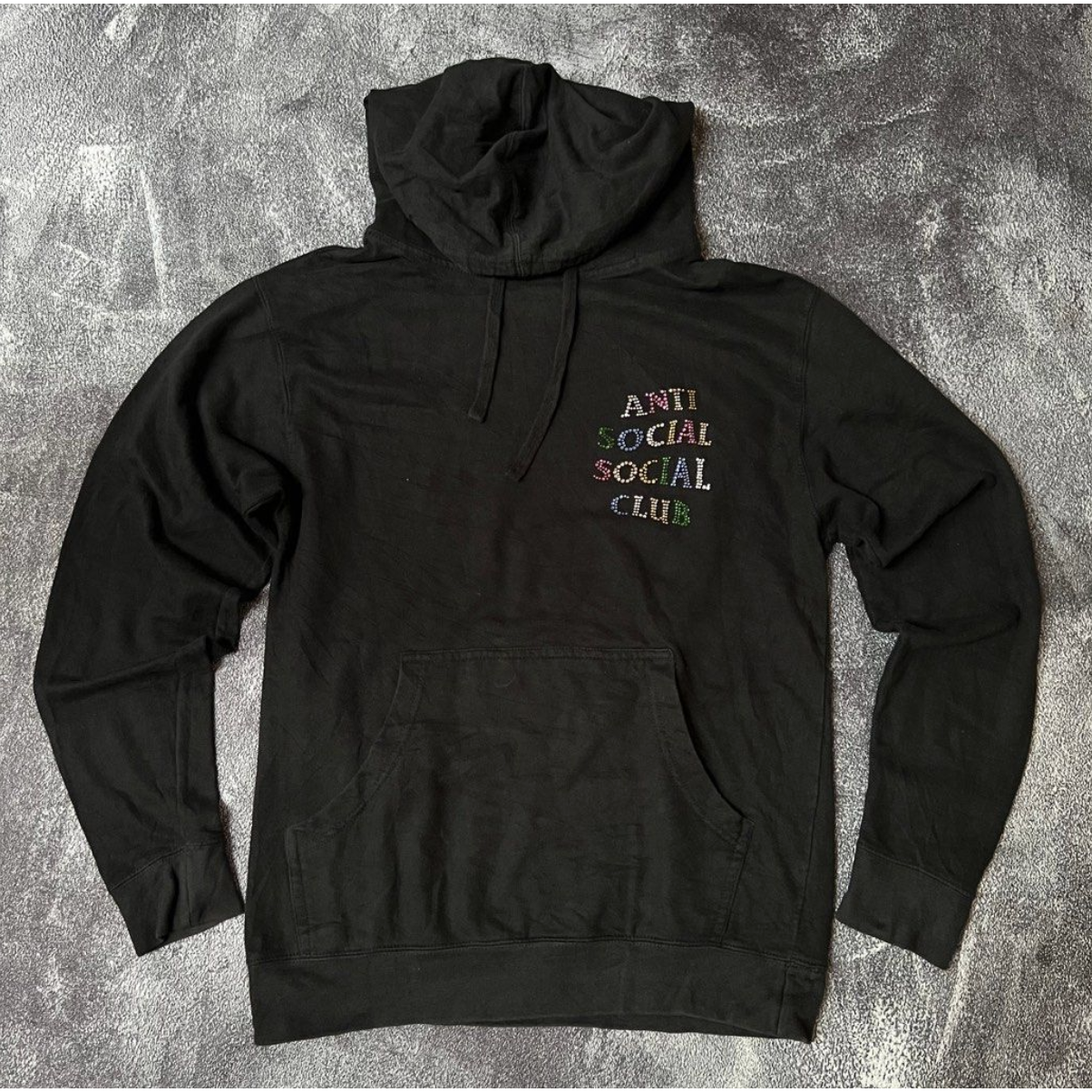 Anti Social Social Club NT Rhinestone Black Hoodie