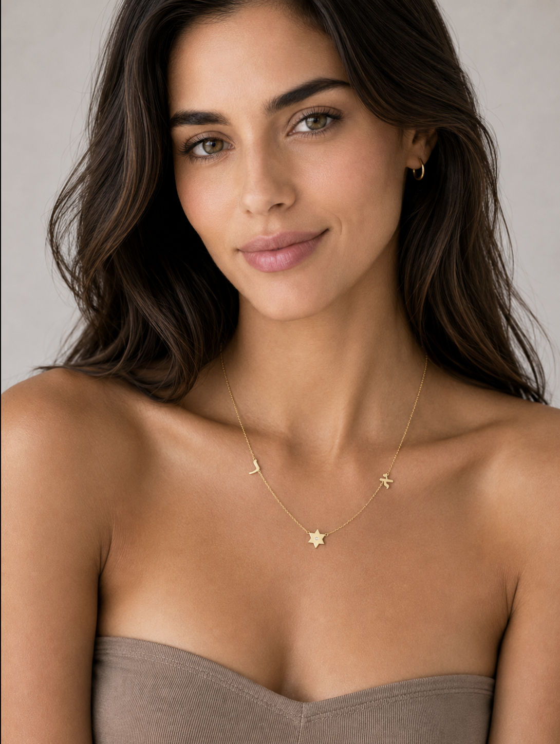 Taly Initials and Star of David Diamond Necklace