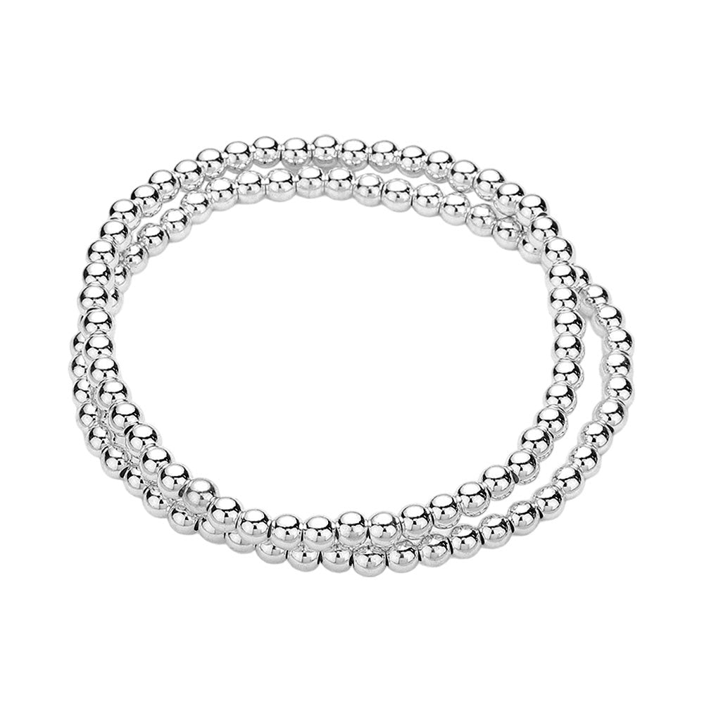 2PCS - Stainless Steel Ball Stretch Multi Layered Bracelets