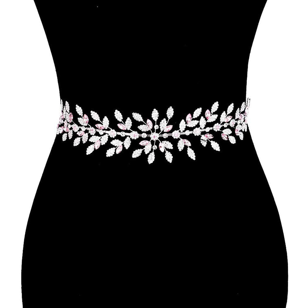 Marquise Crystal Floral Rhinestone Wedding Belt Headband