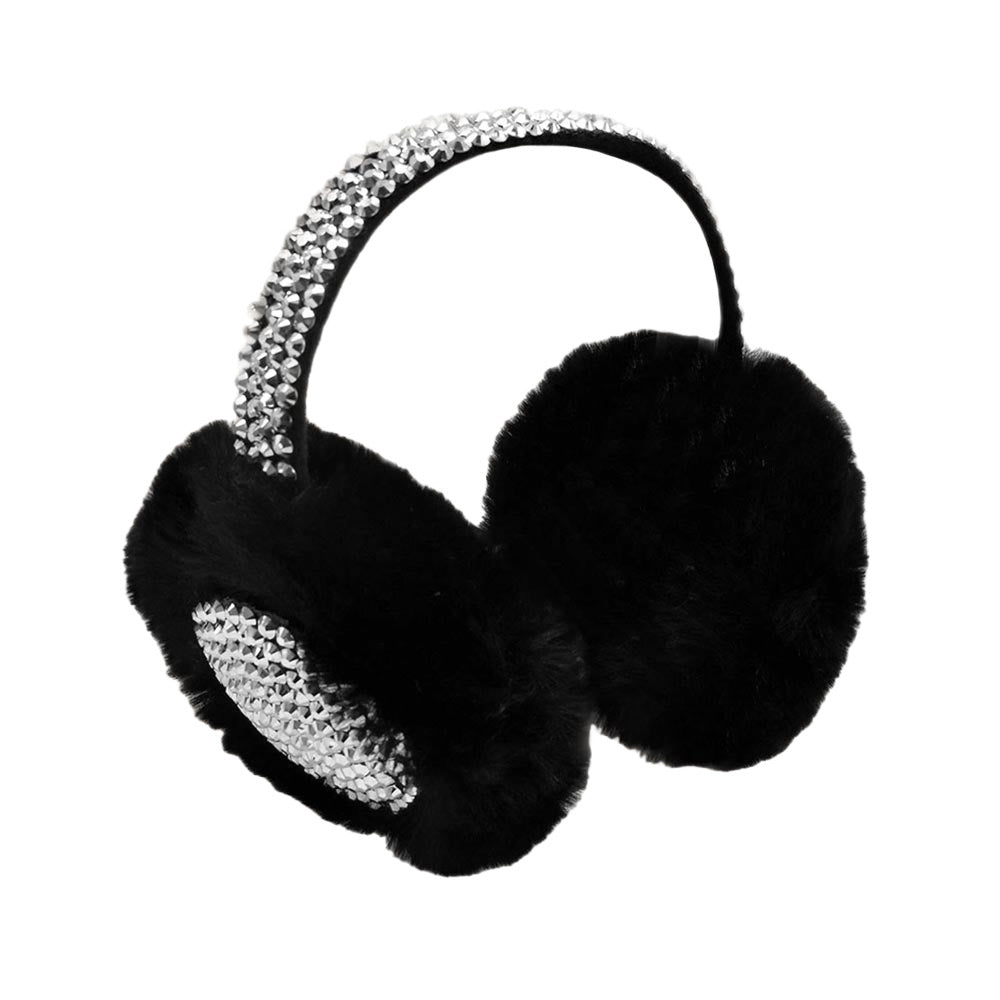 Studded Fluffy Plush Fur Foldable Earmuff