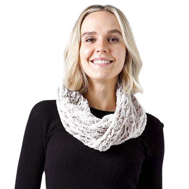 Two Tone Fuzzy Fur Infinity Scarf