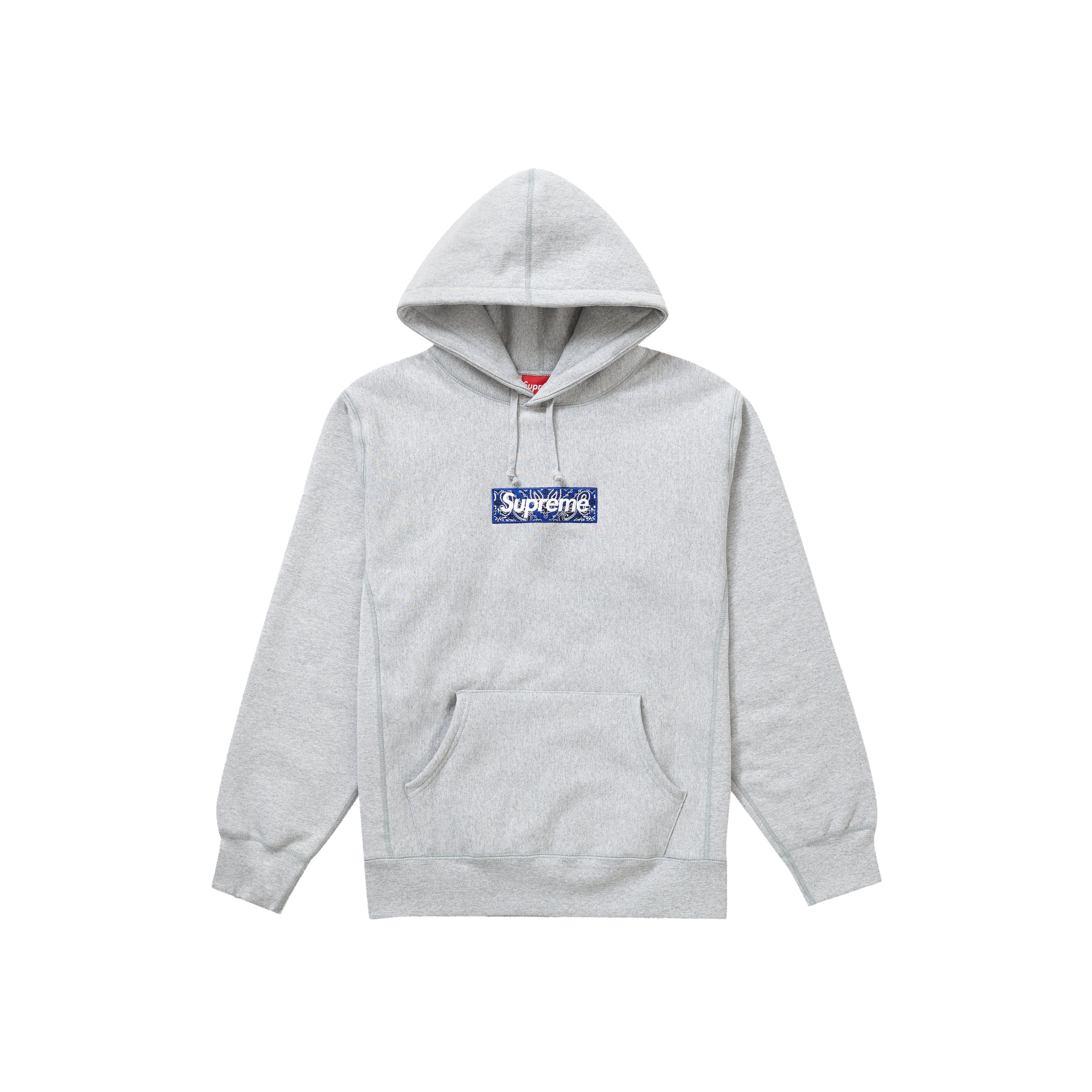 Supreme Bandana Box Logo Hooded Sweatshirt Heather Grey