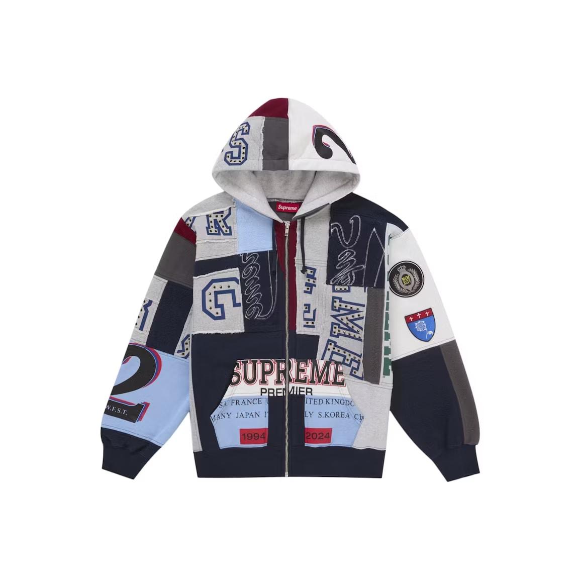 Supreme Patchwork Zip Up Hooded Sweatshirt (SS25) Navy