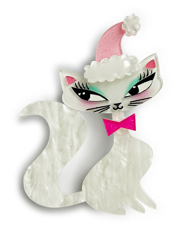 Swanky Pinkmas Kitty Brooch by Miss Fluff x Lipstick & Chrome
