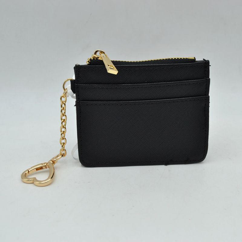 Slim Card Holder Wallet with Zipper Pocket and Heart Keyring