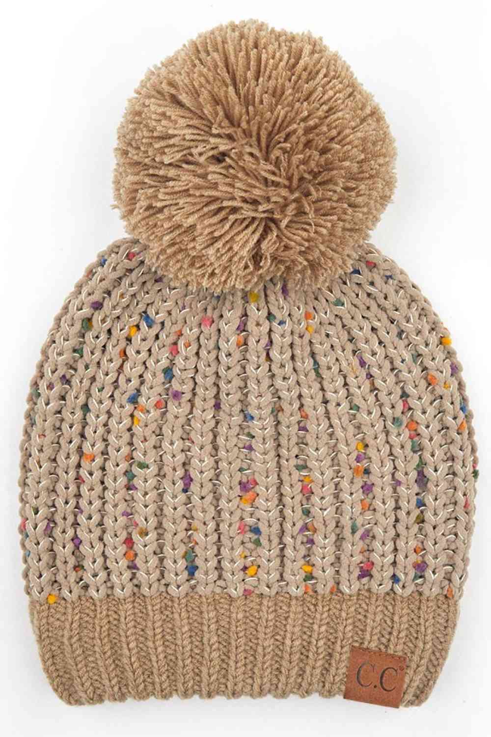 C.C Confetti Chenille Knit Pom Beanie