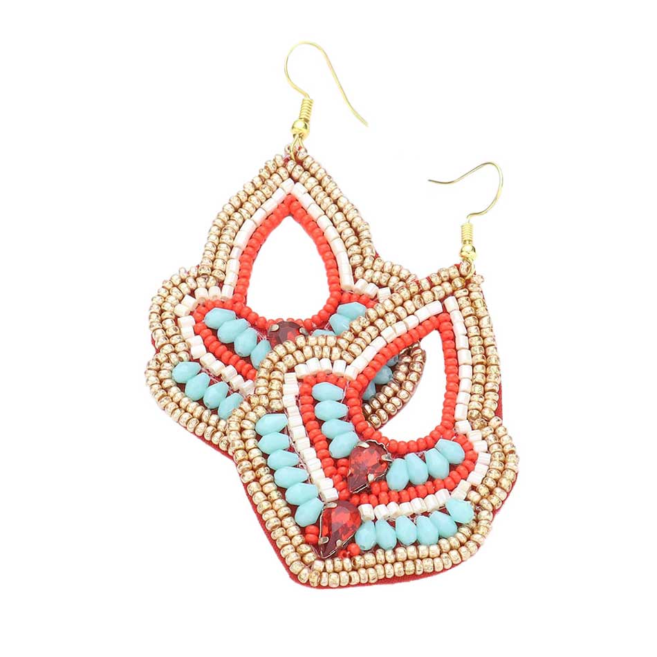 Felt Back Boho Multi Beaded Dangle Earrings
