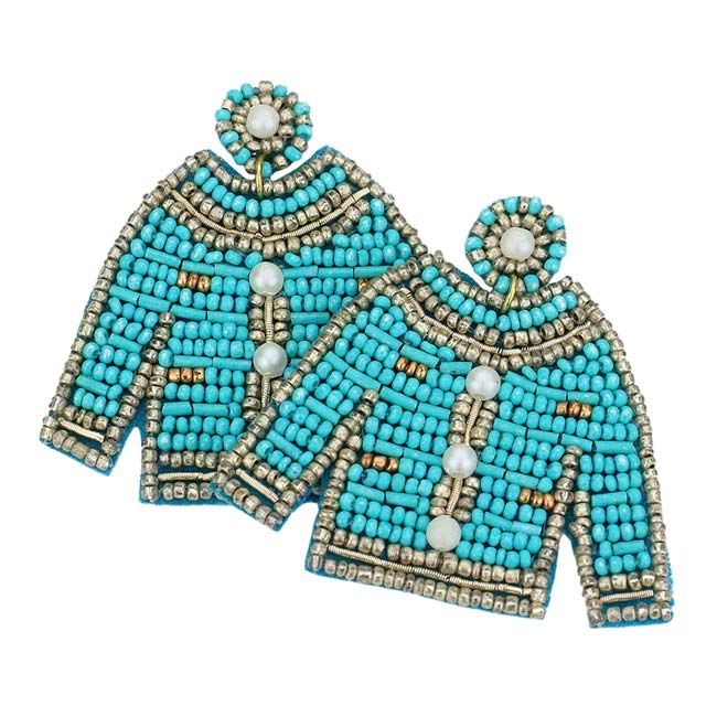 Felt Back Pearl Seed Beaded Top Dangle Earrings