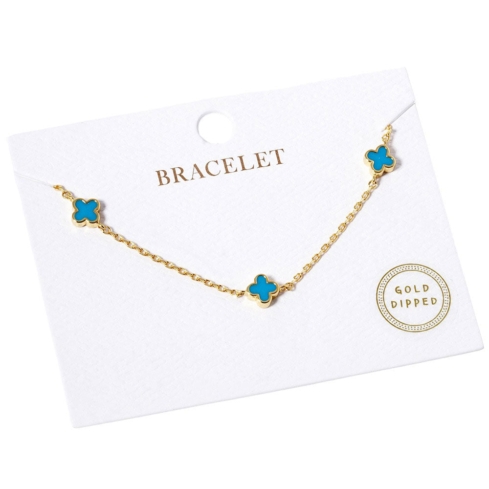 Gold Dipped Triple Quatrefoil Link Bracelet