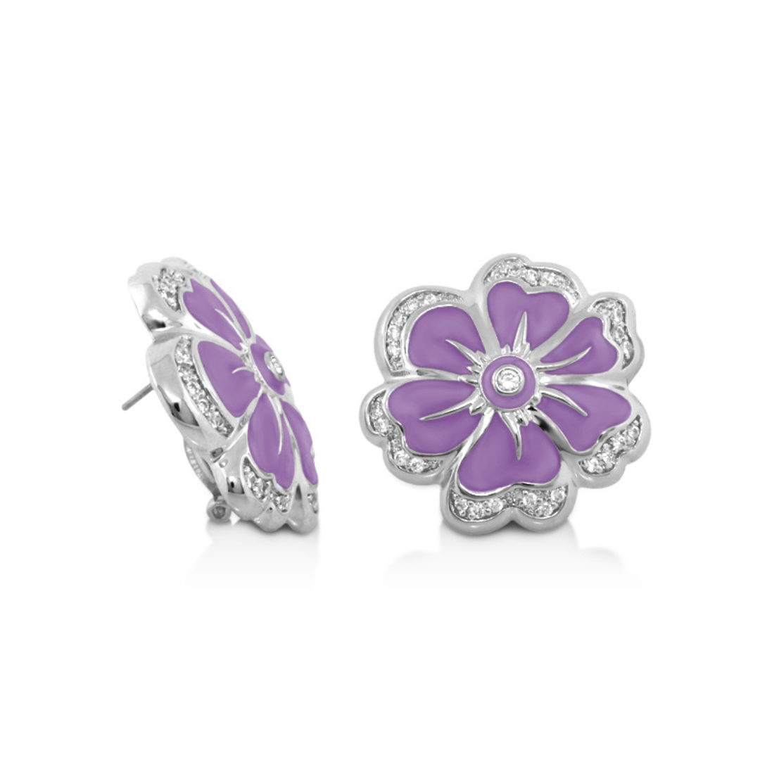 Daisy Swirl Earrings — Pavé Edge Flower Stud