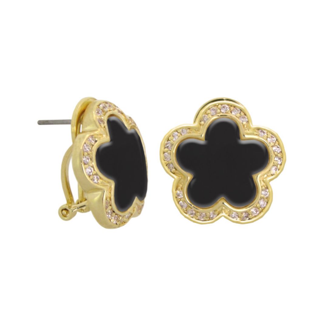 Daisy Love Earrings — Pavé Halo Clip