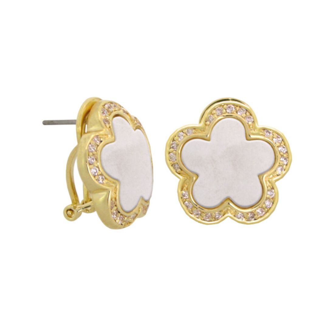 Daisy Love Earrings — Pavé Halo Clip