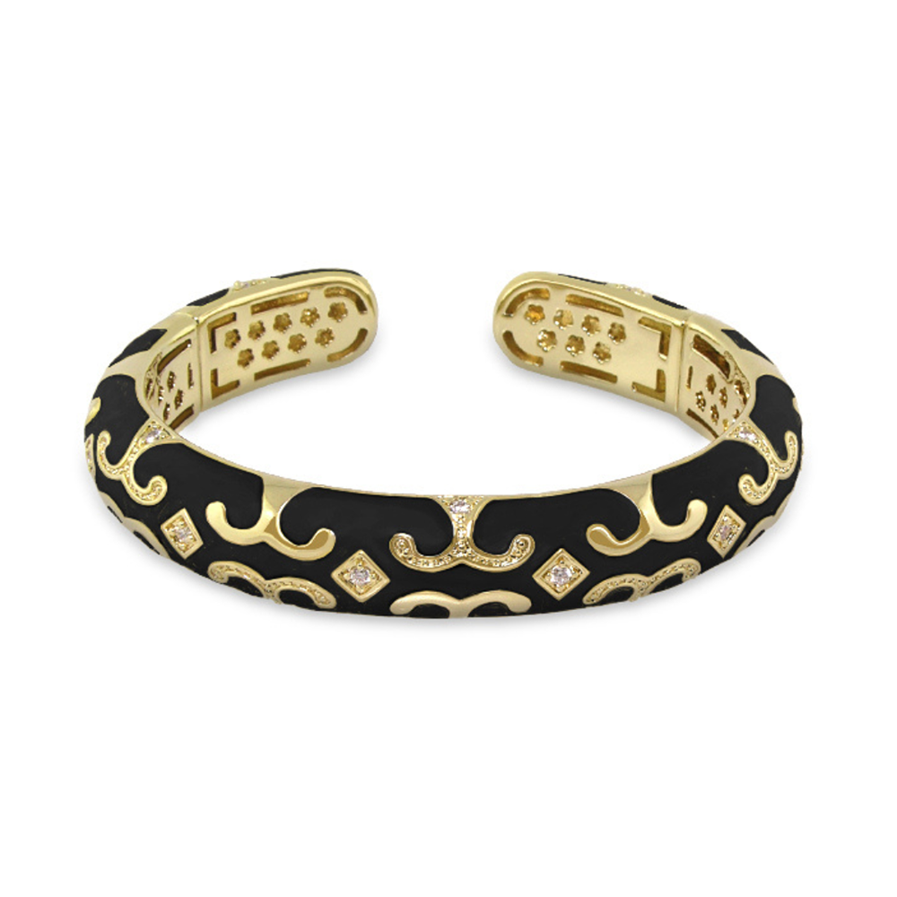 Enamel Engagement — Scroll Cuff