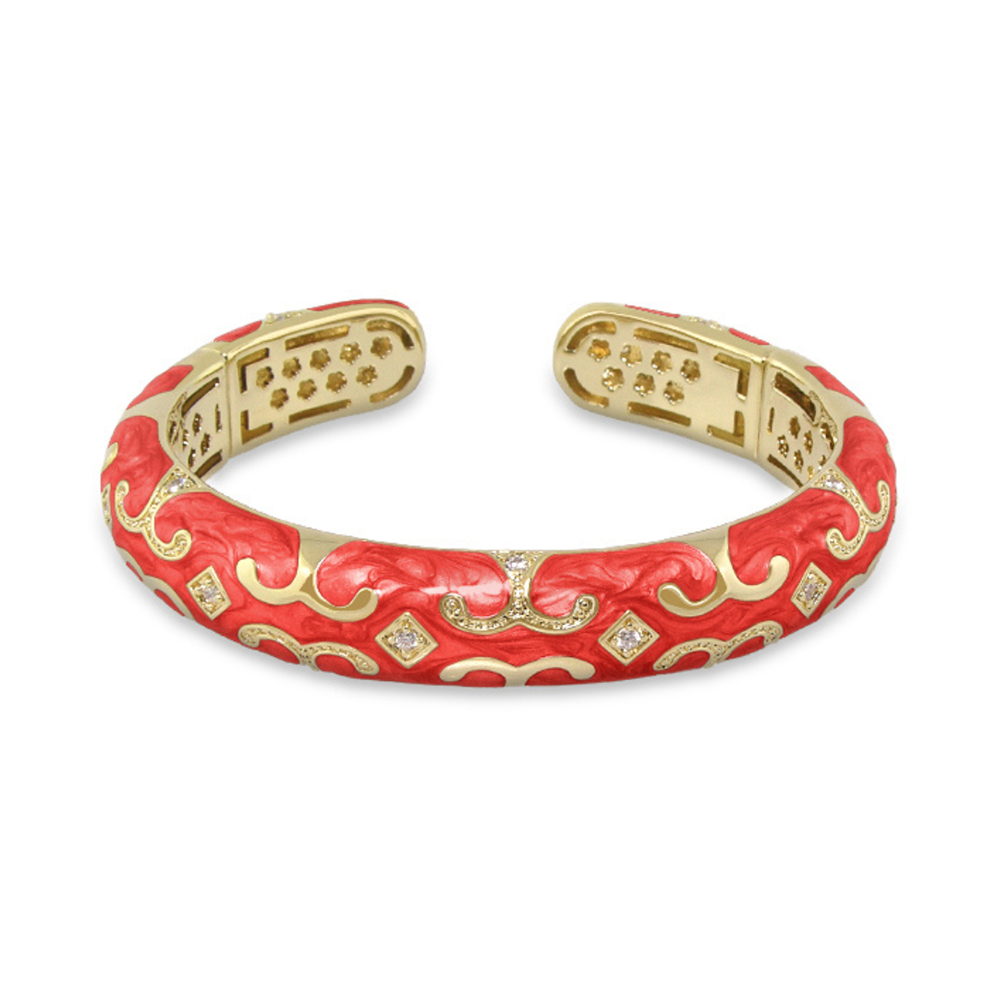 Enamel Engagement — Scroll Cuff