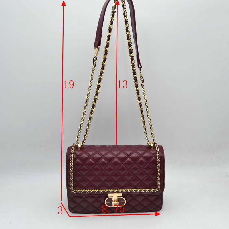 Quilted Flap Shoulder Bag with Woven Chain Strap