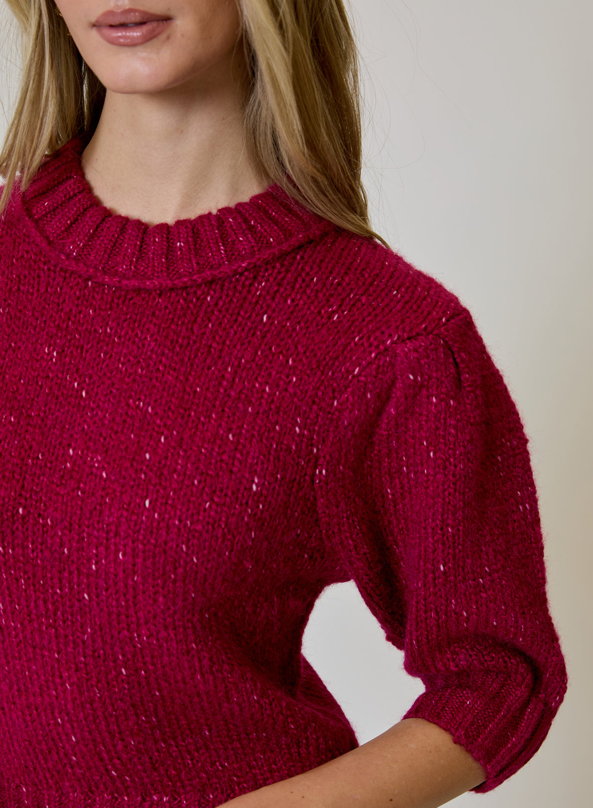 Short Sleeve Sweater in Cranberry Fizz