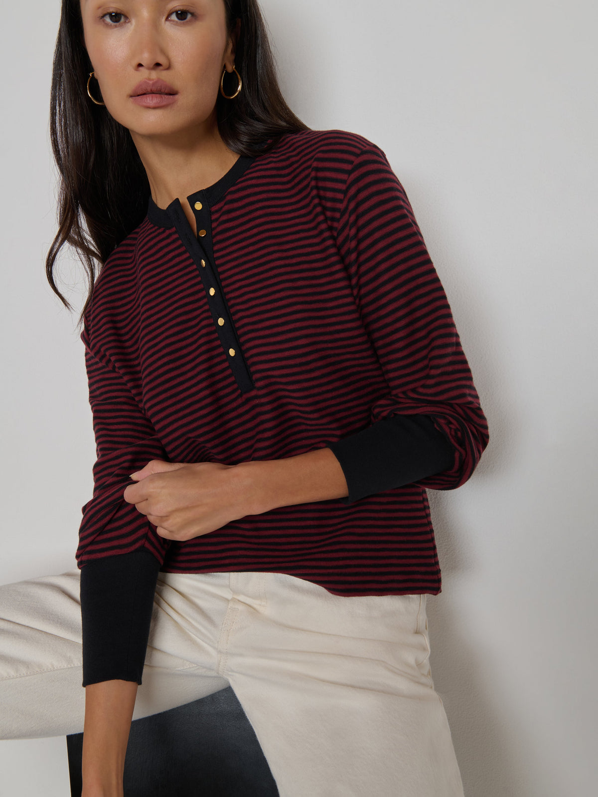 Victoria Henley in mini truffle stripe