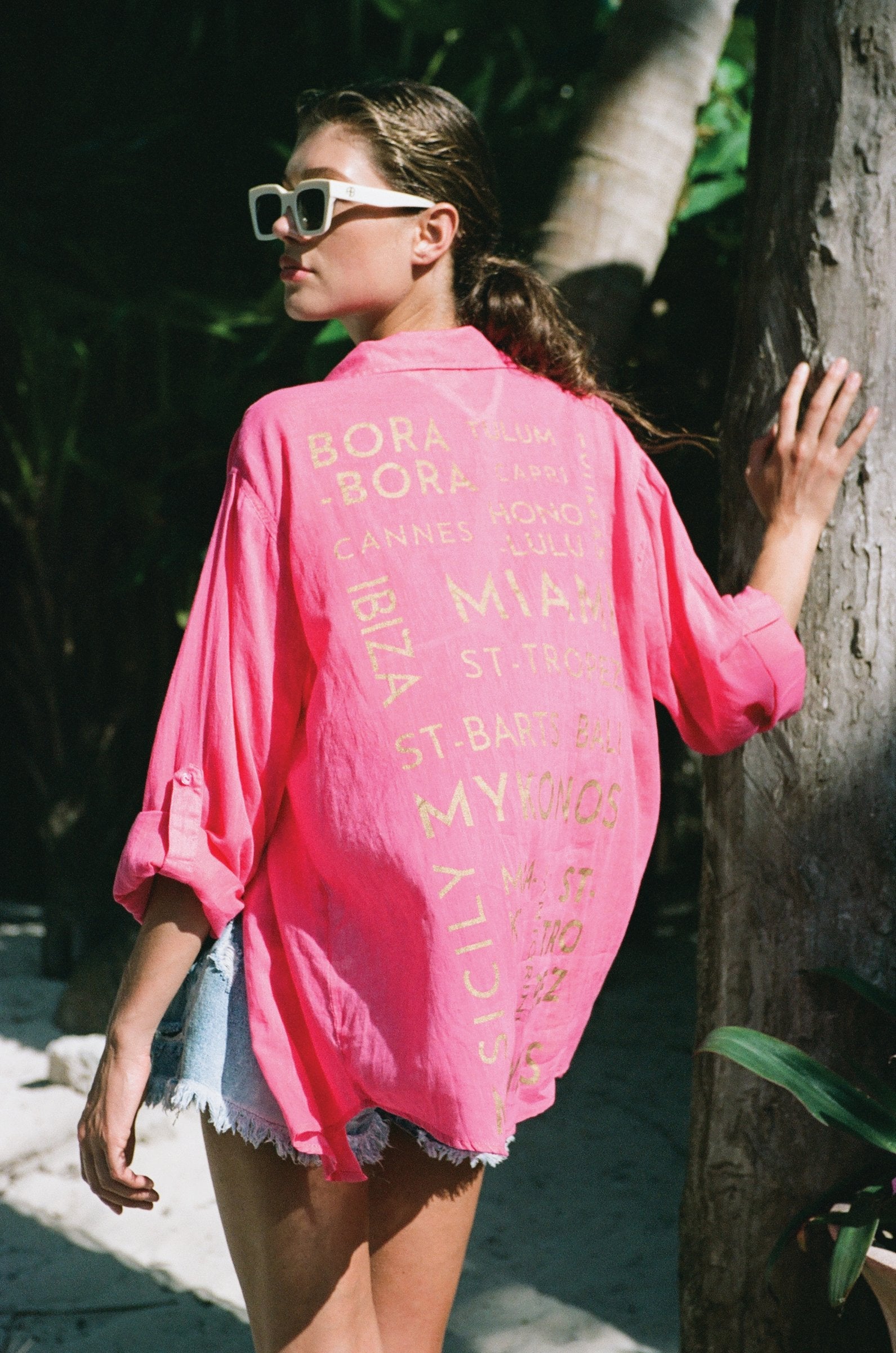 Vista Button Down Hot Pink