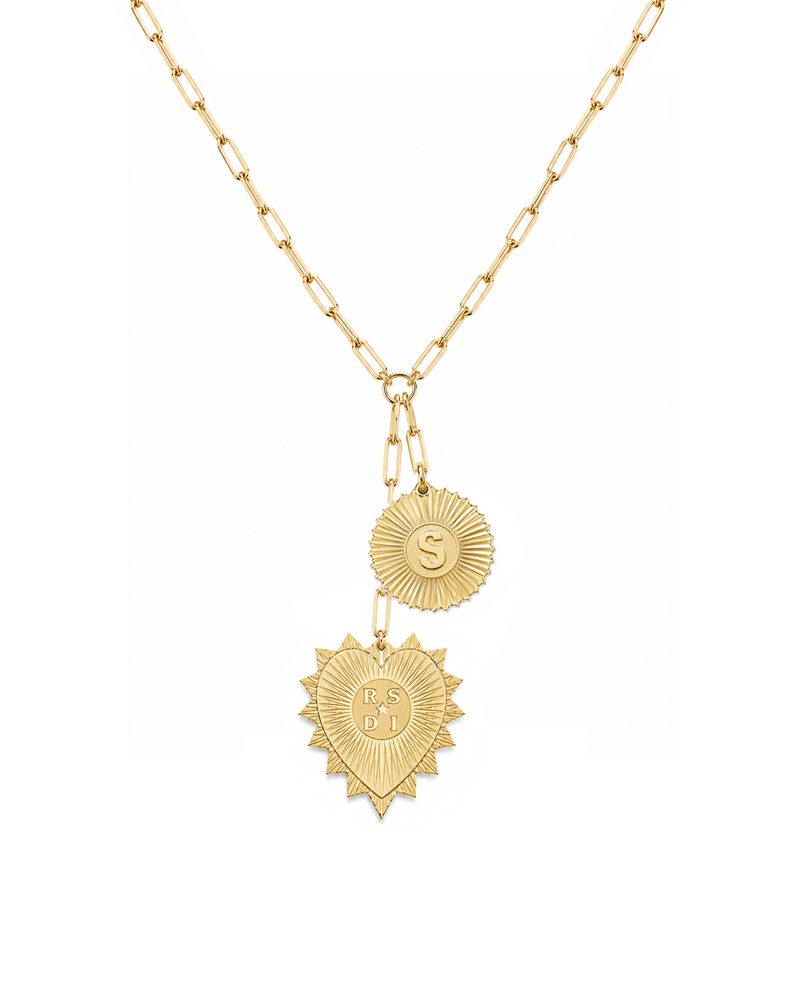 Vesta Initial Medallion Lariat Necklace | Custom Jewelry
