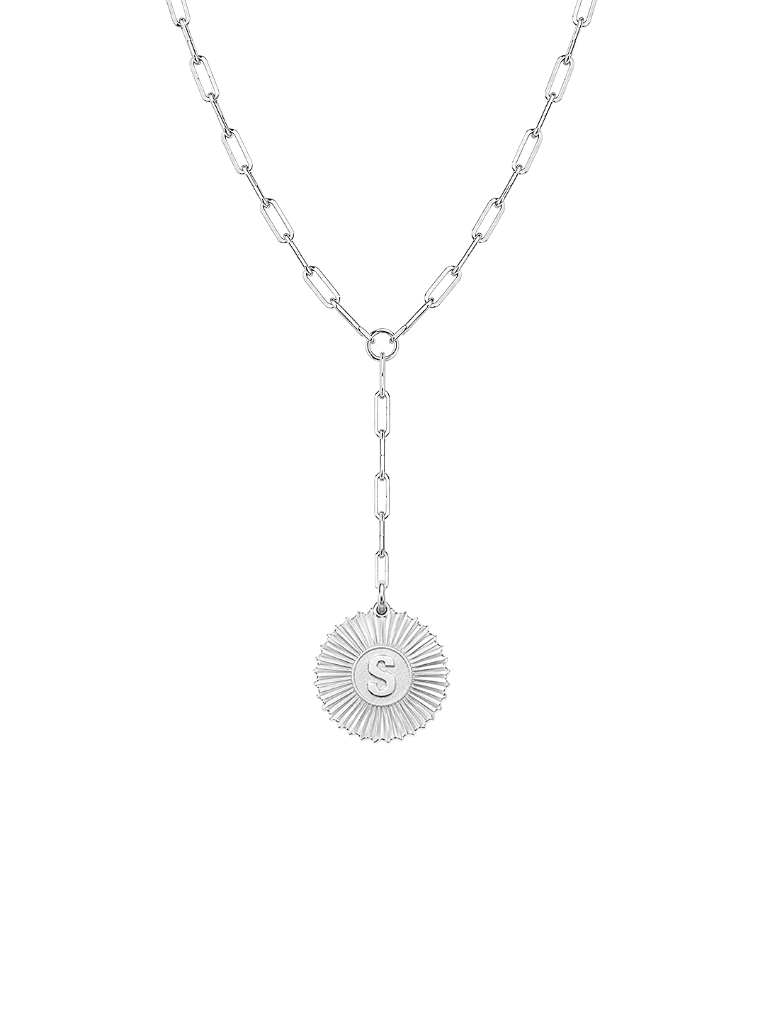 Vesta Initial Medallion Paperclip Lariat