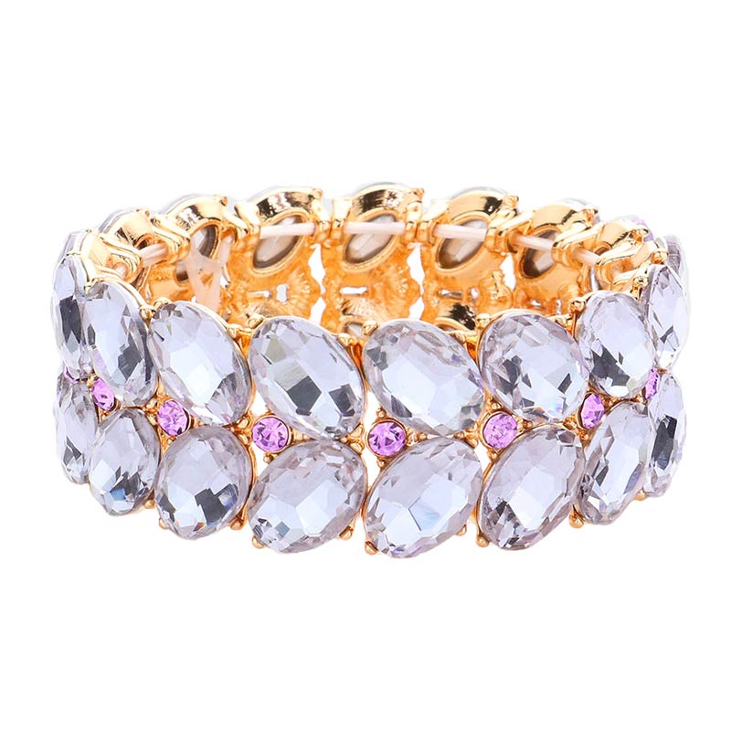 Oval Stone Cluster Stretch Evening Bracelet