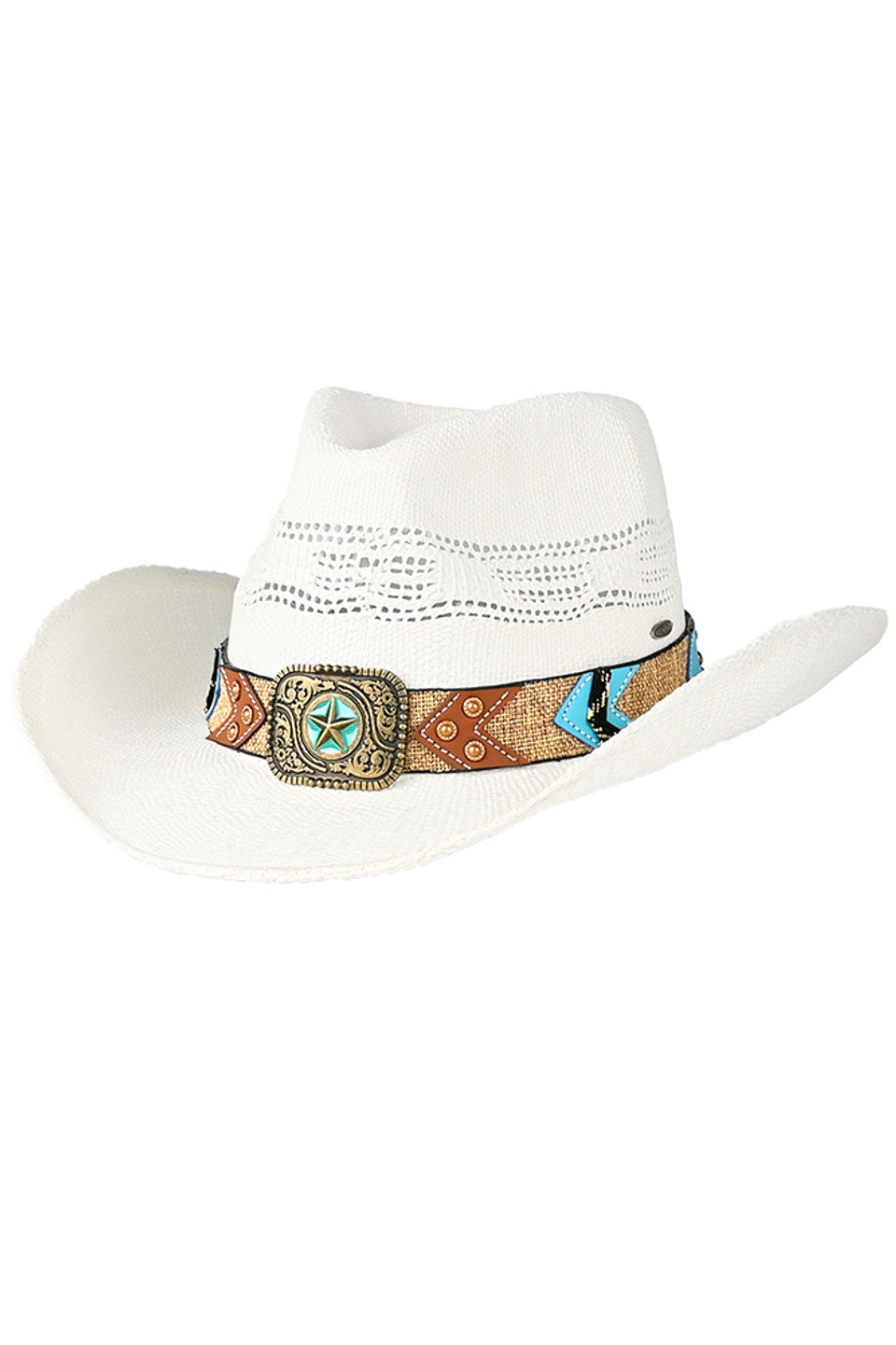 C.C Western Pattern Vegan Patch Band Cowboy Hat